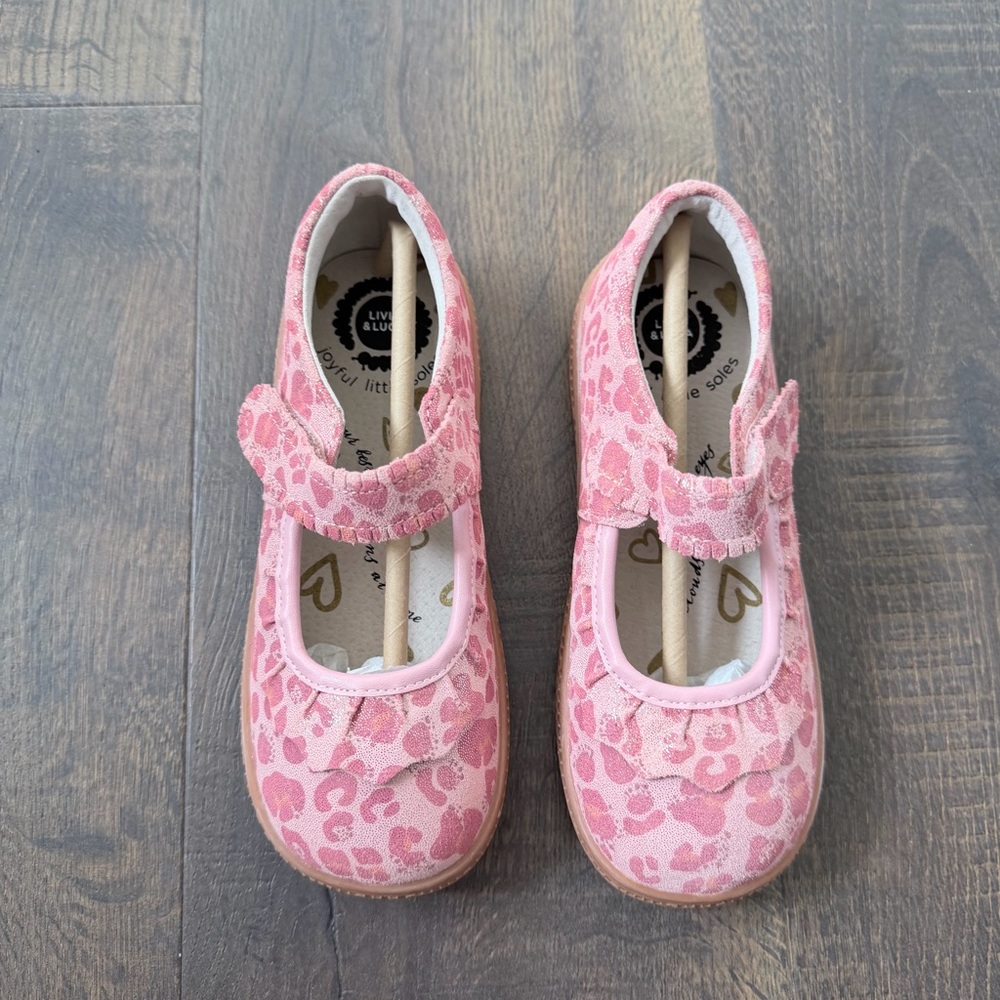 NEW Livie & Luca Ruche Classic Mary Jane | Pink Leopard Shimmer | Size: 13 - Picture 3 of 7